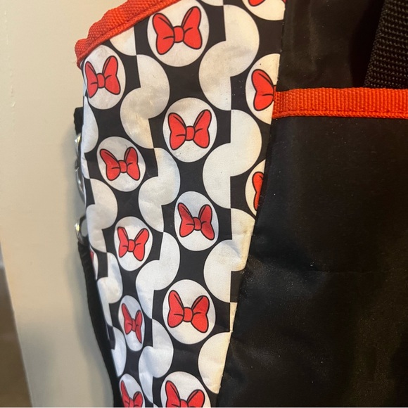 Disney Baby Minnie Mouse Diaper Bag with Changing Pad Black Red White - Picture 16 of 16